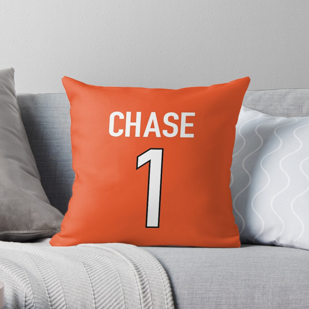 Ja'Marr Chase Orange Bengals Jersey - #1 Throw Blanket for Sale