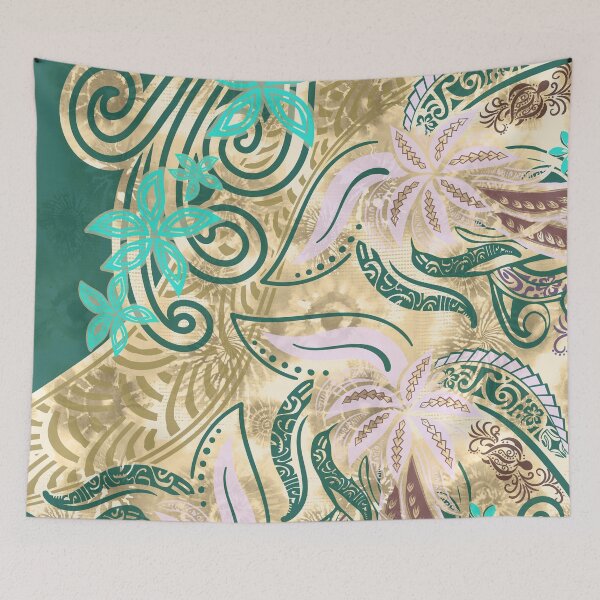 Item preview, Polynesian - Hawaiian - Samoan Tribal Tropical Floral  designed and sold by sunnthreads.