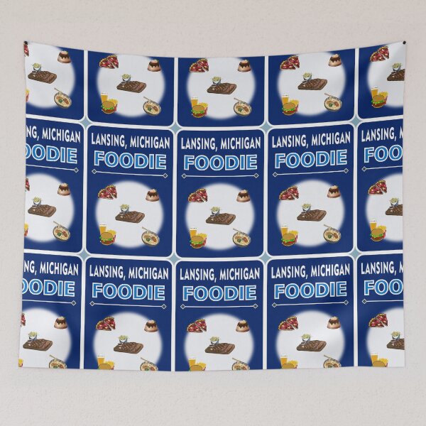 Item preview, Lansing, Michigan  - Foodie - Dark Blue Background designed and sold by ThisNThatImages.