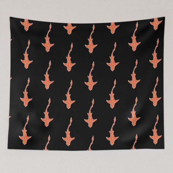 Item preview, White/Orange Line Art White Shark Ocean Themed Design Lemon, Tiger, Cookie Cutter Shark designed and sold by Celosia Liv.