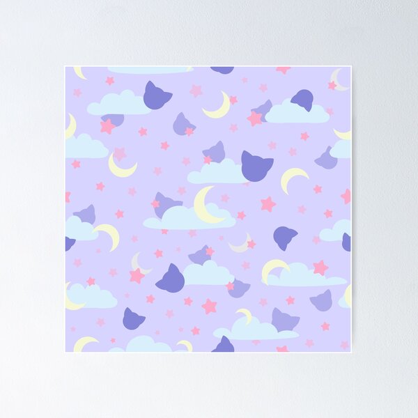 Item preview, Anime inspired pattern with cats and moons designed and sold by camertone.