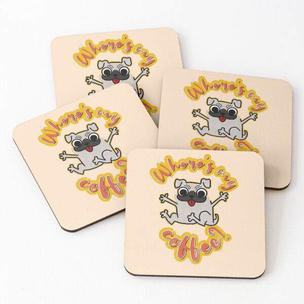 Item preview, where's my coffee? pug dog  designed and sold by unepommedeterre.