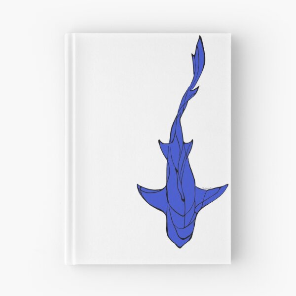 Item preview, Black/Electric Blue Line Art White Shark Ocean Themed Design Lemon, Tiger, Cookie Cutter Shark designed and sold by Celosia Liv.