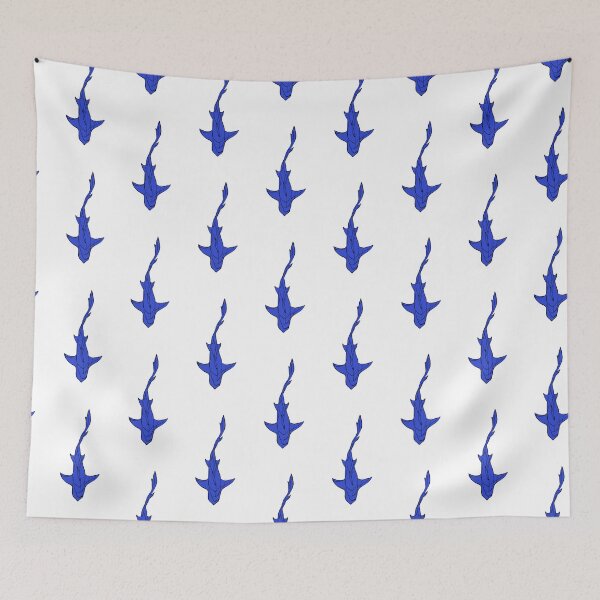 Item preview, Black/Electric Blue Line Art White Shark Ocean Themed Design Lemon, Tiger, Cookie Cutter Shark designed and sold by Celosia Liv.