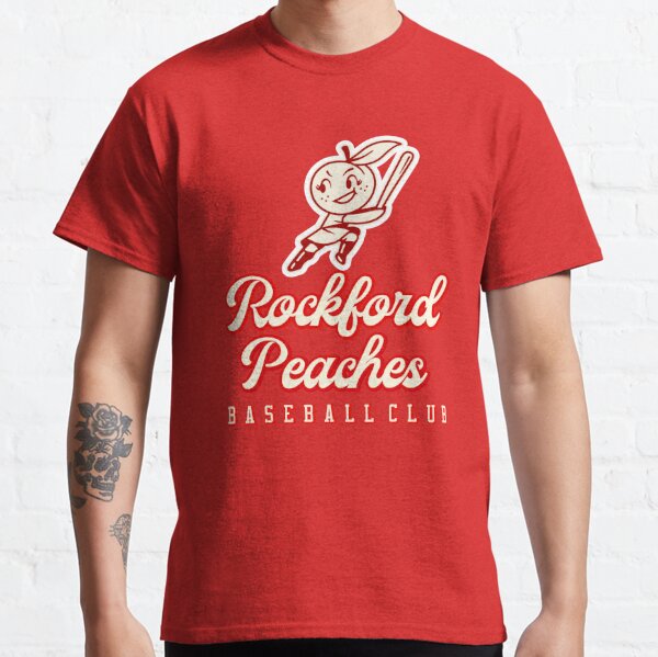 Diamond - Rockford Peaches - Unisex Baseball Shirt, White/Red / Adult XL / 3/4 Sleeve Baseball Shirt