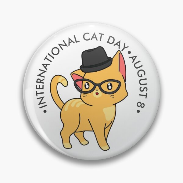 Item preview, International Cat Day, hipster cat designed and sold by HolidayBug.