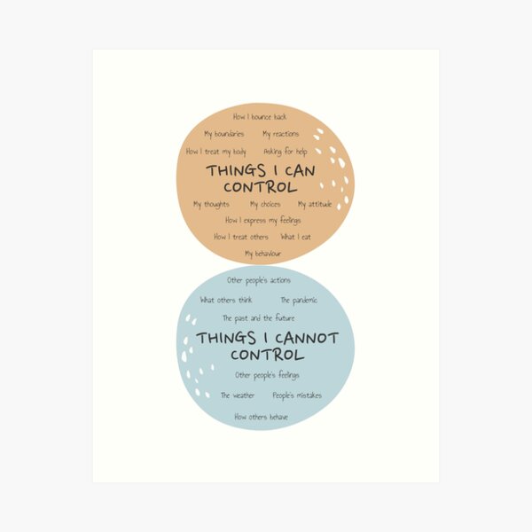 Circle of Control Poster Mental Health Therapy Counseling Wall Art Therapist Office Things I Can Control Psychotherapy Self Care Art Print