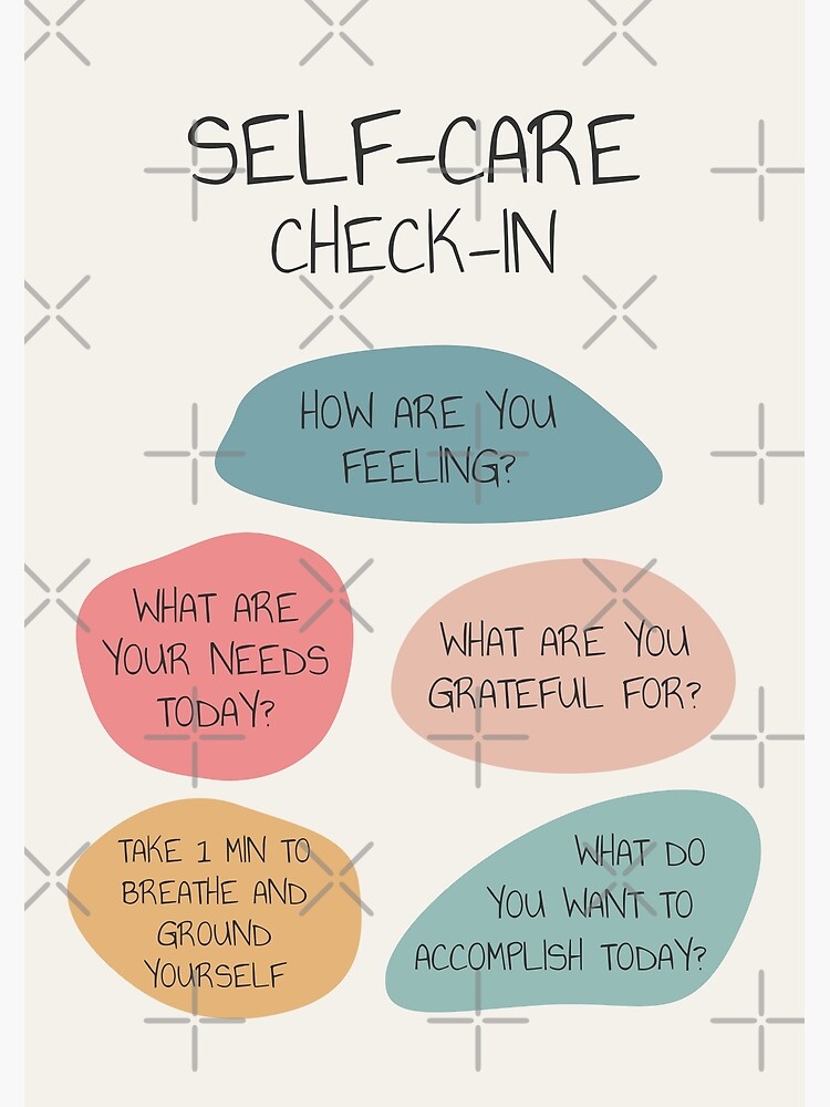 Thumbnail 3 of 3, Poster, Self Care Check In Self Love Mental Health Wellbeing Therapist Office School Counselor Corner Wellness Art Therapy Tool Emotional Intelligence Self Awareness designed and sold by TherapyTools.