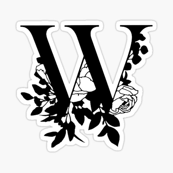 Letter W Monogram alphabet Invitation wedding party Sticker