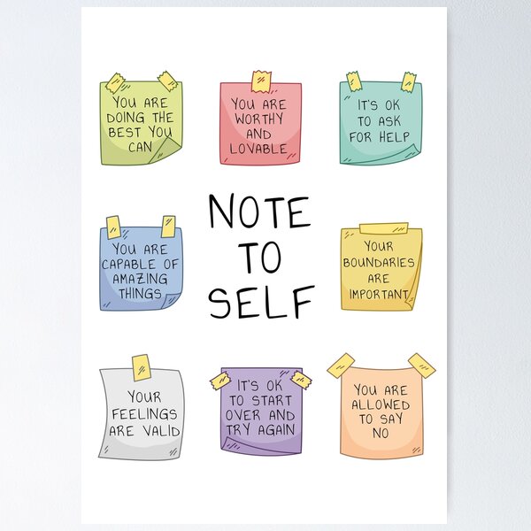 Item preview, Note to Self, Mental Health, Self-Love, Self-Care, Self Kindness, Self Compassion, Clarity, Boundaries, Be Kind to Yourself, Wellbeing, Wellness, Therapy Art, Counselling Tools  designed and sold by Therapy Tools For All.