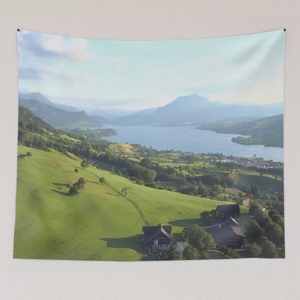 Item preview, Landscape photography Switzerland Greens lakes and mountains designed and sold by aventi24.