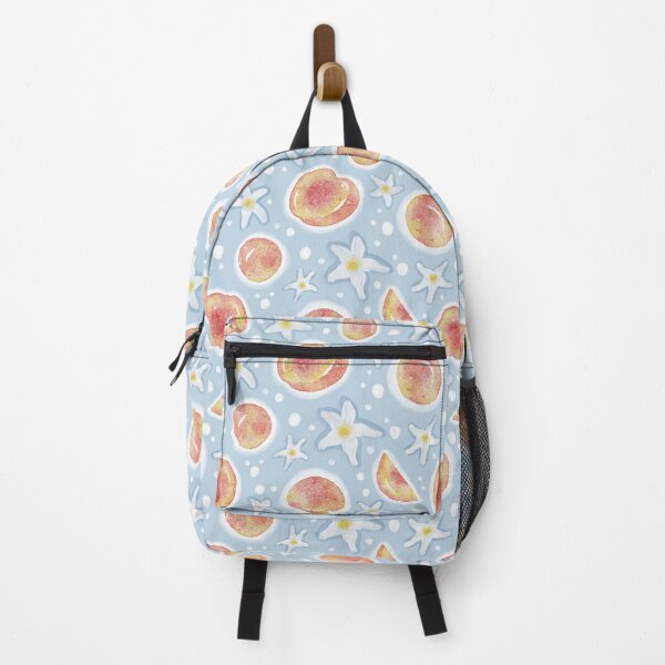 Item preview, Peaches, Vanilla Flowers and Dots on Light Blue Background designed and sold by nancyelias.