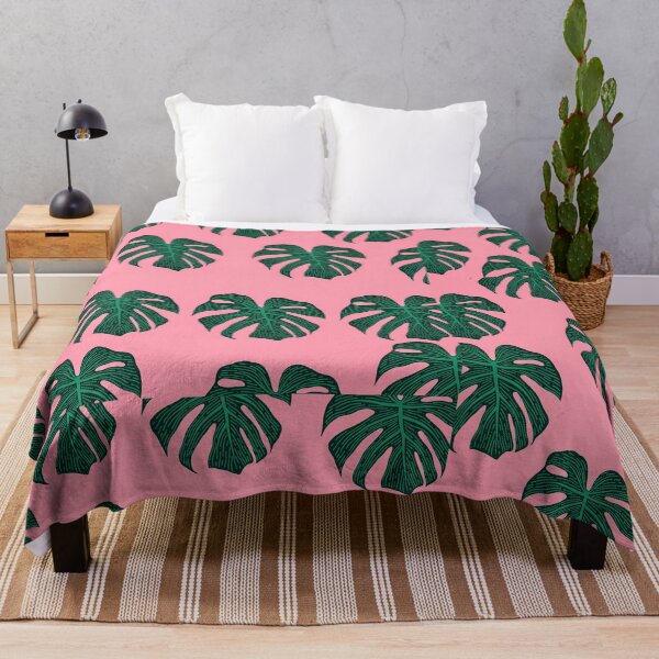 Item preview, pink tropical botanical leaves pattern designed and sold by moremattie.