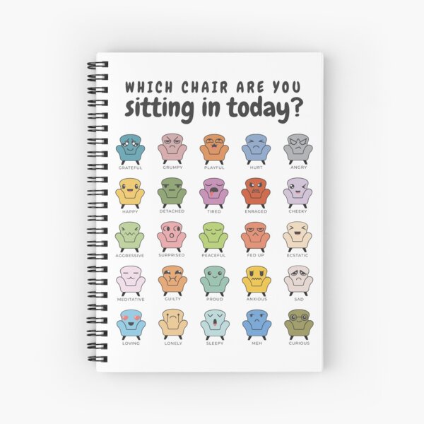 Chair Feelings, Emotions Chart, Mental Health, Therapy Office, Therapist Gift, Counsellor Tools, School Counselor, Mood Chart, Self Awareness, Psychology Spiral Notebook