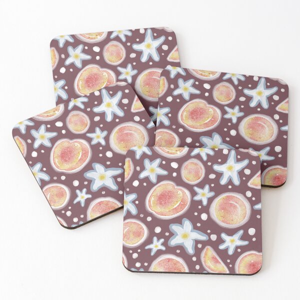 Item preview, Peaches and Vanilla Flowers on Maroon Background  designed and sold by nancyelias.