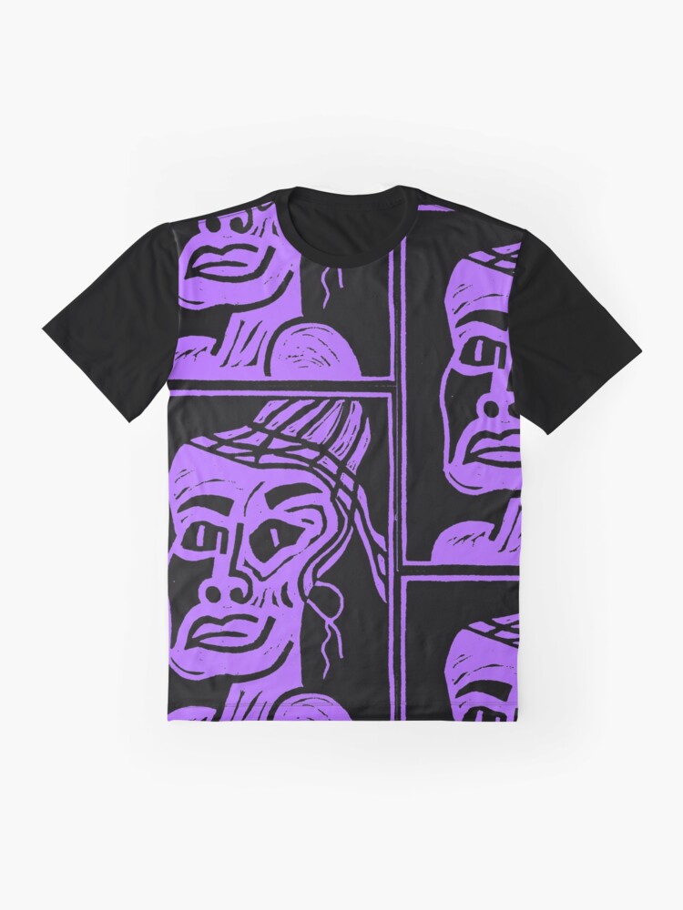Alternate view of Purple African Linocut Print Graphic T-Shirt