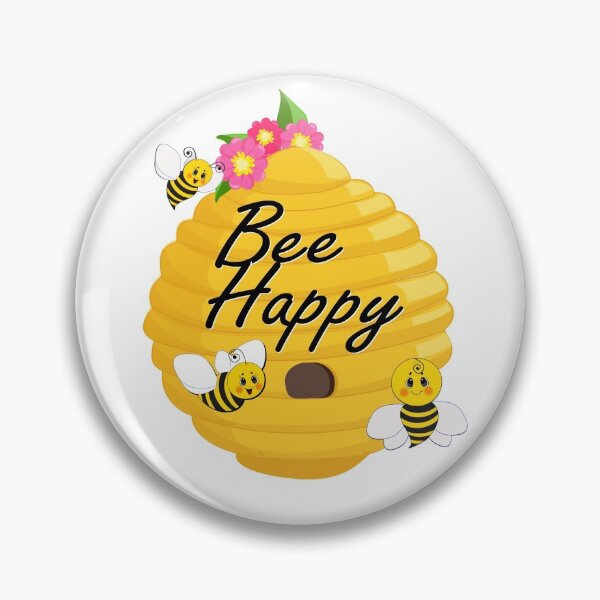 Item preview, Bee happy with bees, a beehive and flowers designed and sold by headpossum.
