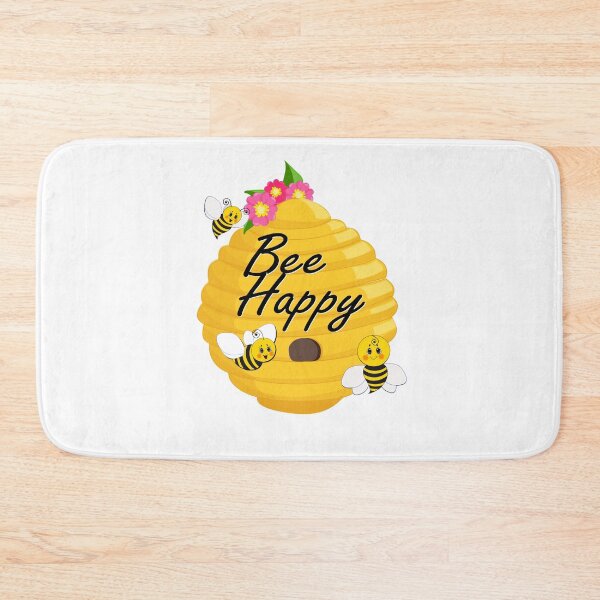 Item preview, Bee happy with bees, a beehive and flowers designed and sold by headpossum.
