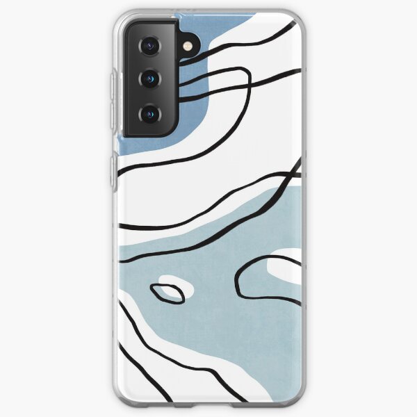 Abstract blue line art leaf pattern Samsung Galaxy Soft Case