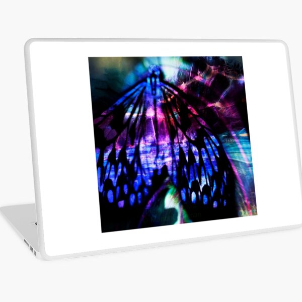 Digital Butterfly 4 in black and pink with hints of blue Laptop Skin