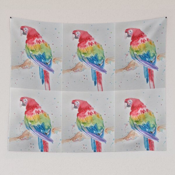 Item preview, Macaw Parrot Watercolor Painting - Rainbow Coloured Red Blue Yellow designed and sold by Sarah  Rajkotwala.