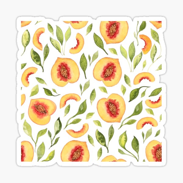 Modern Watercolor Peaches Print Sticker