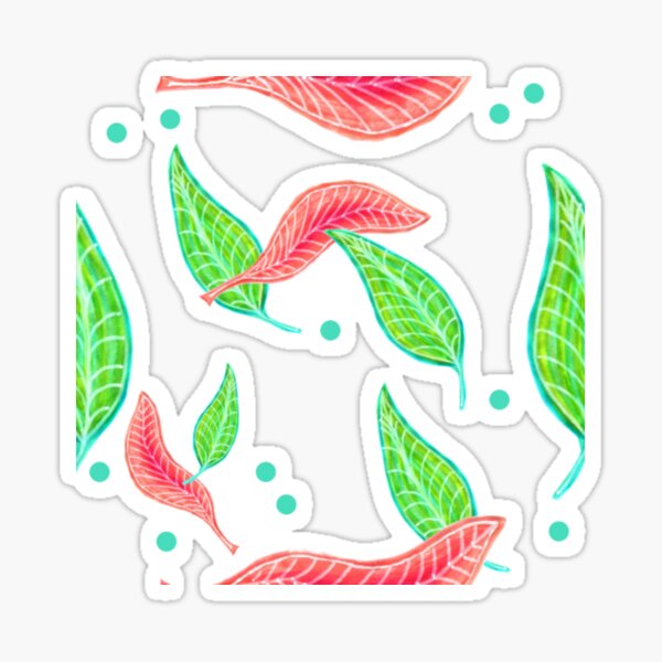 Item preview, Salmon Pink And Green Leaf Pattern Hand Drawn White Background designed and sold by H3designs.