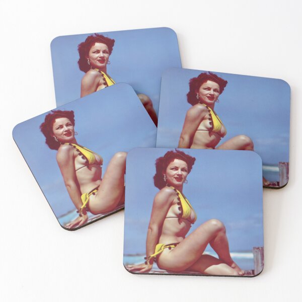 Item preview, Florida postcard   Redhead in a yellow bikini poses on a weathered fence designed and sold by Lowtech.