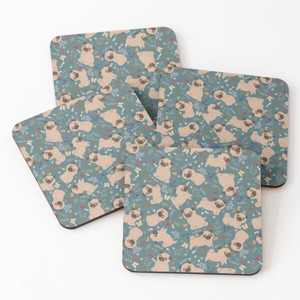 Item preview, pattern with cute pugs and flowers designed and sold by burbura.