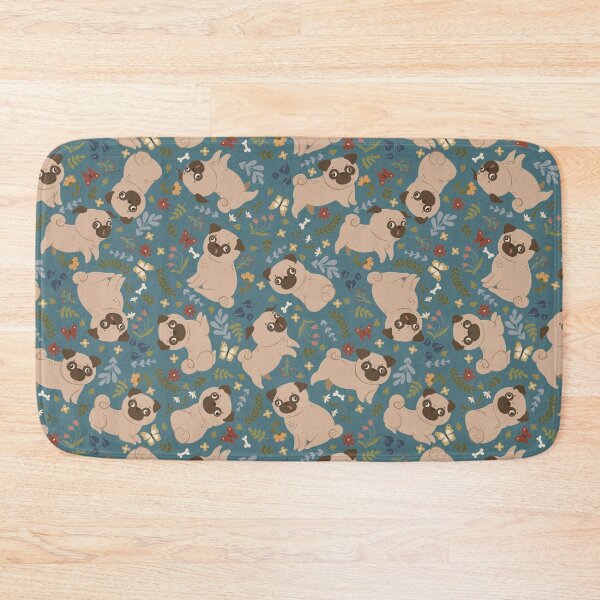 Item preview, pattern with cute pugs and flowers designed and sold by burbura.