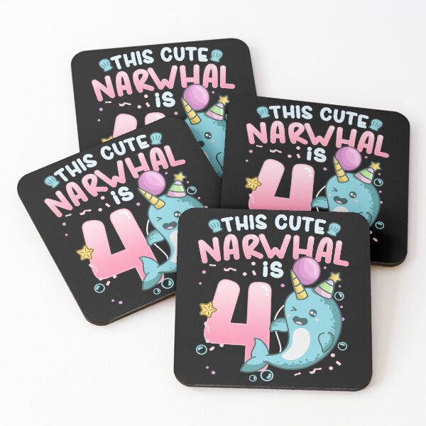 Item preview, 4th Birthday Narwhal Four Years Old designed and sold by CreativeGiftShp.