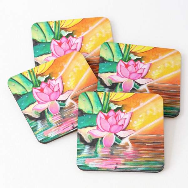 Item preview, Lotus Sunrise cheerful vibrant painting designed and sold by artbymanjiri.