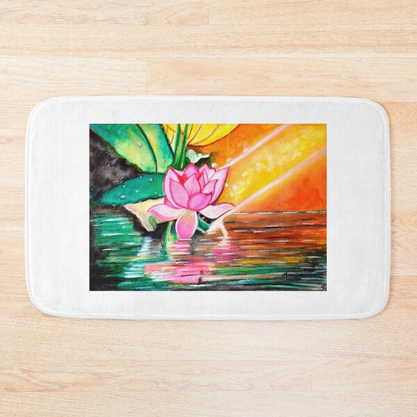 Item preview, Lotus Sunrise cheerful vibrant painting designed and sold by artbymanjiri.