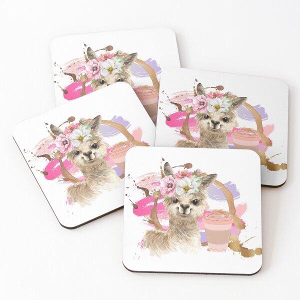 Item preview, Sweet alpaca with flowers and coffee designed and sold by hexchen09.