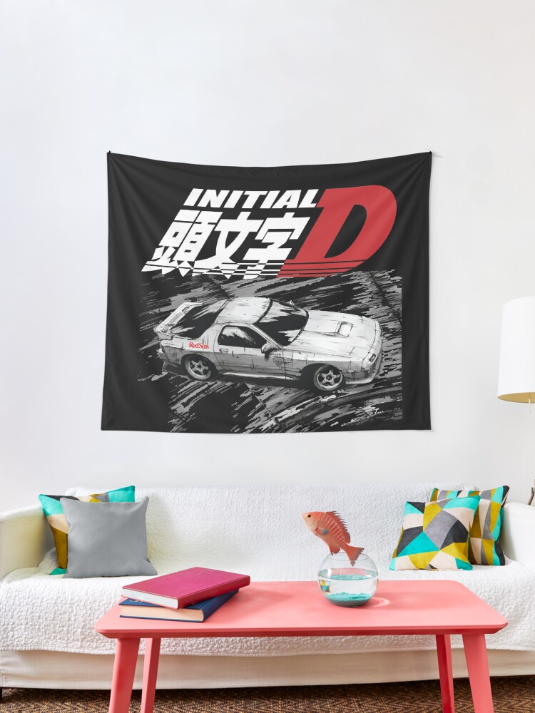 Initial D Fc Rx7 Drifting Ryosuke Takahashi Redsuns Tapestry By Cowtowncowboy Redbubble