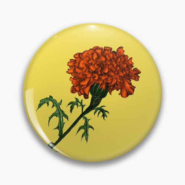 Artikelvorschau, Französische Ringelblume Blume lebendige Tinte Zeichnung entworfen und verkauft von Boriana Giormova.