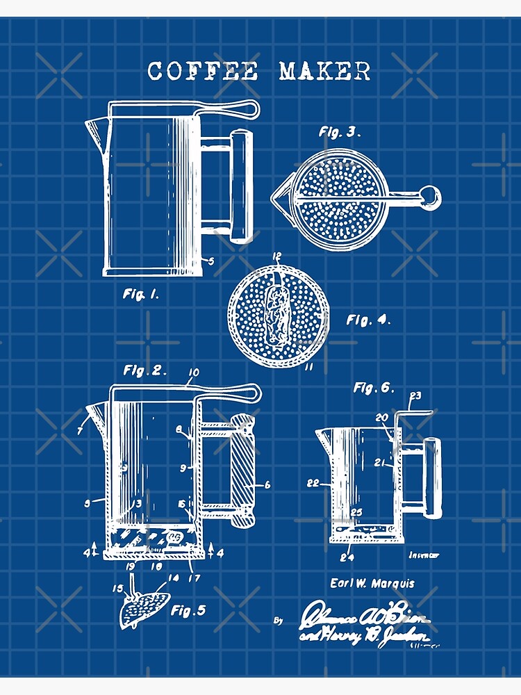 Blueprint Coffee Two Part Percolator Patent Poster Art: Canvas Prints,  Frames & Posters