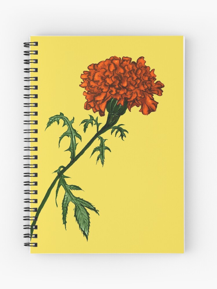 Cuaderno de espiral «Dibujo de tinta vibrante de flor de caléndula francesa»  de azzza | Redbubble