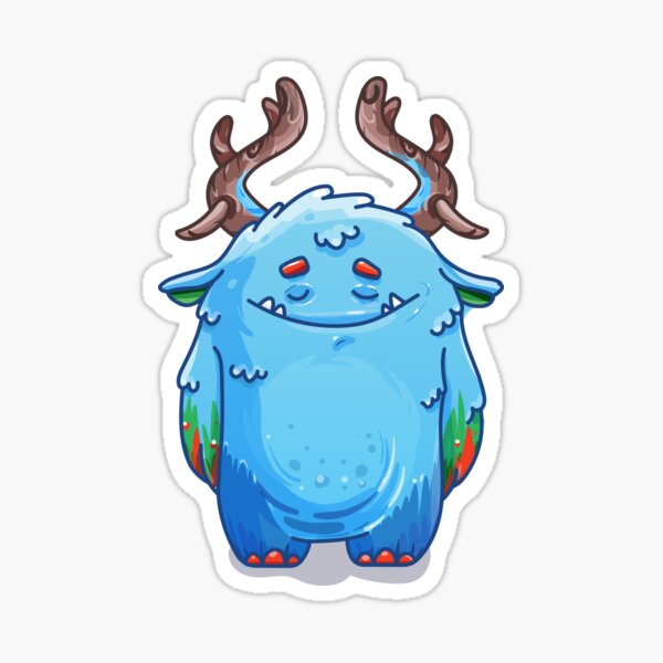 Cute Burly Friendly Blue Forest Monster Sticker