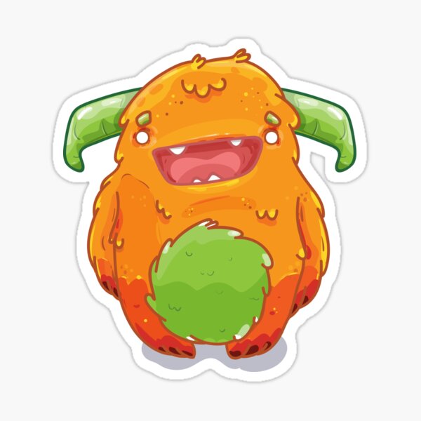 Cute Burly Friendly Orange Monster Sticker