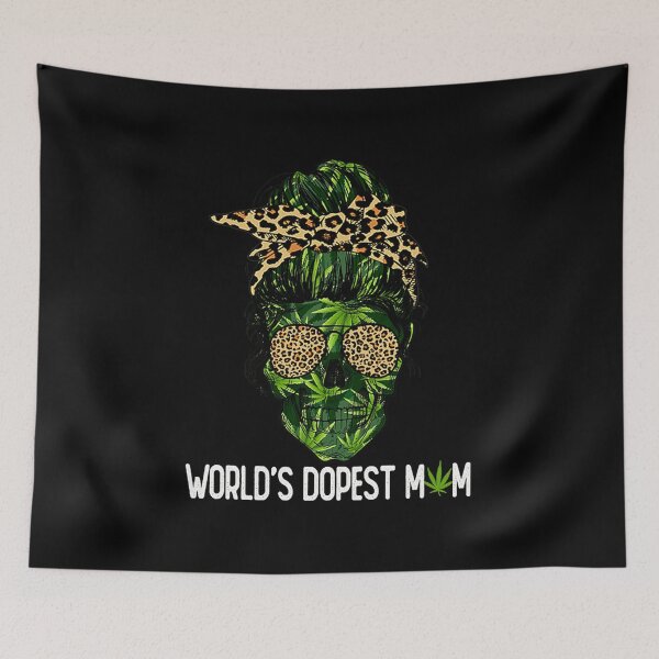 Item preview, Weed Skull Lady Wearing Leopard Bandana and Glasses World's Dopest Mom T-Shirt designed and sold by churchon006.