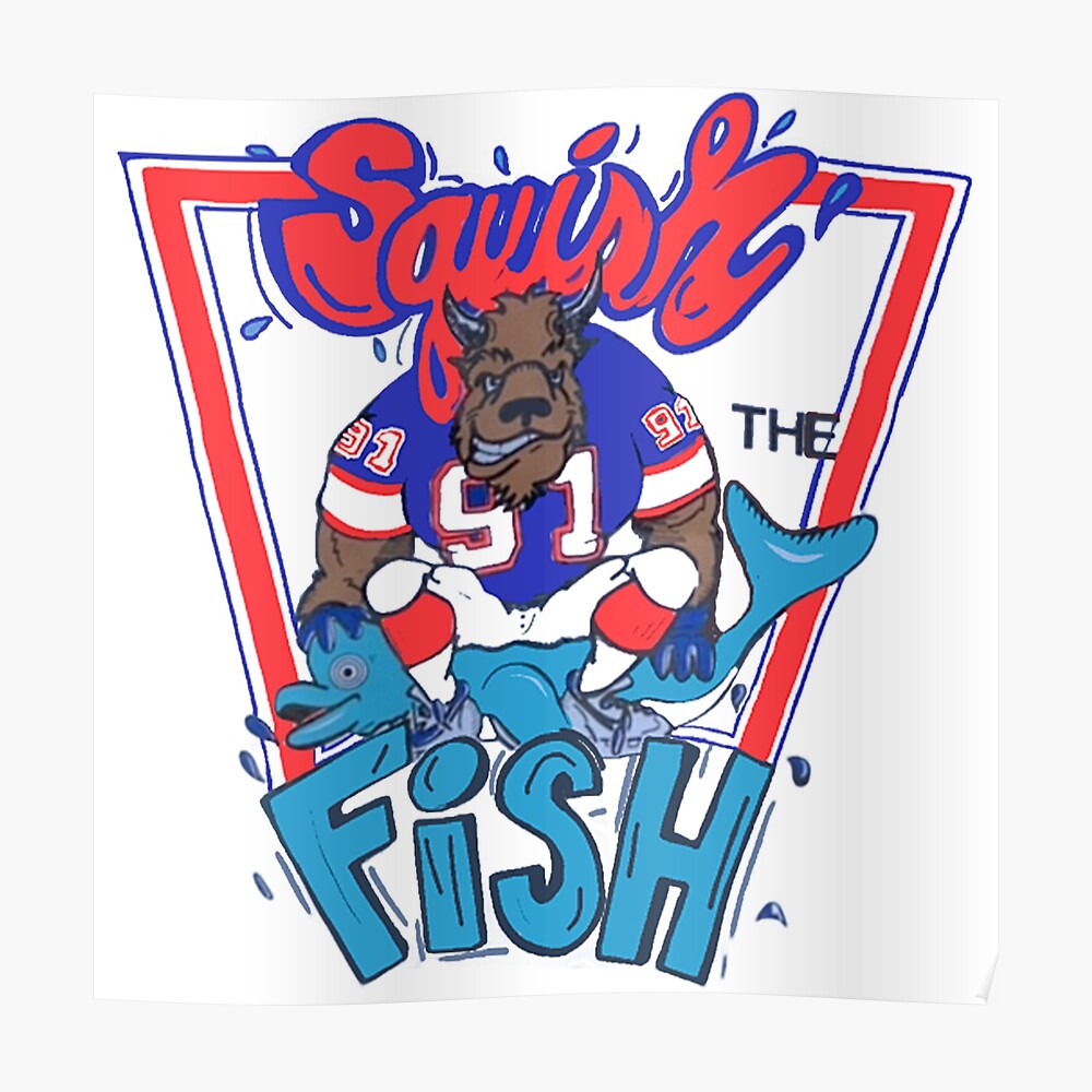 Vintage Buffalo Bills Squish The Fish Shirt 90S Nfl Football Miami