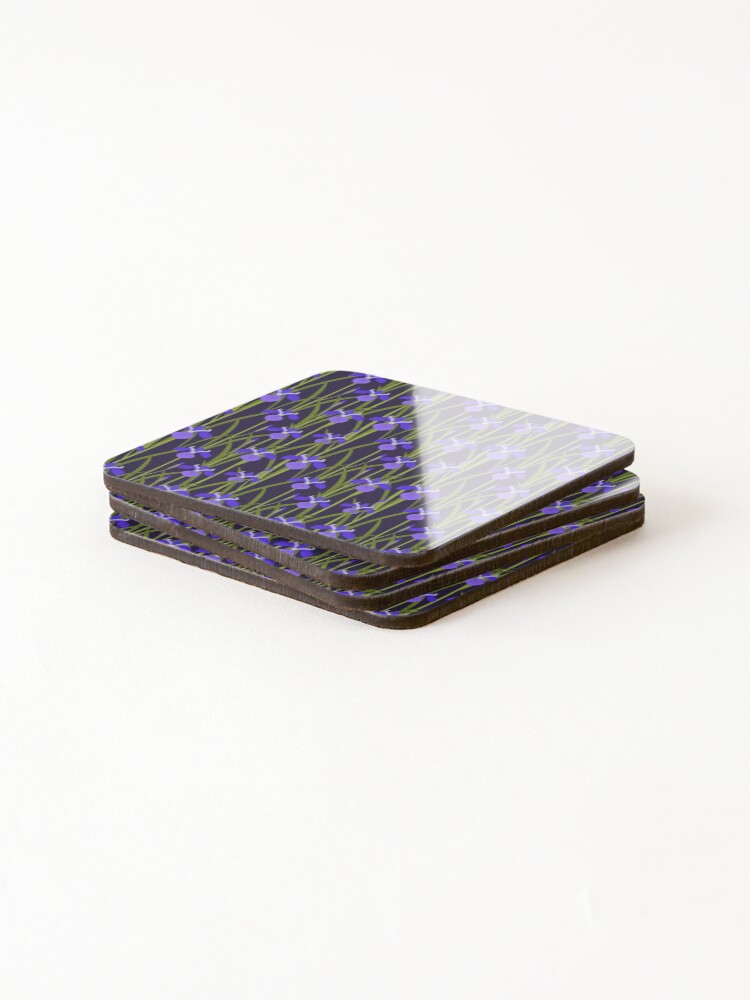 Thumbnail 4 of 5, Coasters (Set of 4), Blue iris flower pattern designed and sold by EngineerGoC.