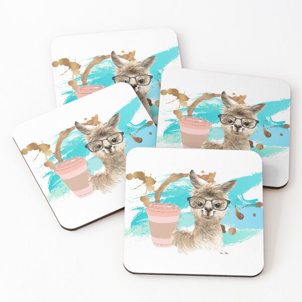 Item preview, Alpaca with glasses and coffee designed and sold by hexchen09.