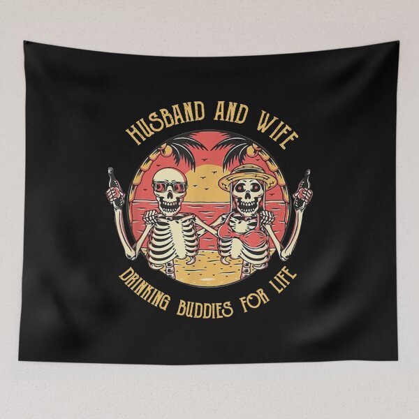 Item preview, SKULL HUSBAND AND WIFE DRINKING BUDDIES FOR LIFE SUNSET T-Shirt designed and sold by churchon006.