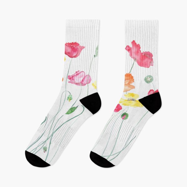 Item preview, hand painted colorful poppies flowers watercolor horizontal designed and sold by ColorandColor.