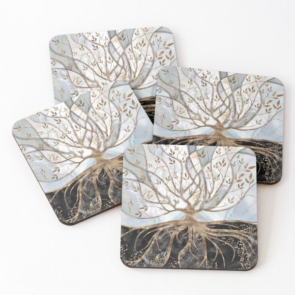 Item preview, Tree of Life - Pearl, Gold and Black Marble designed and sold by k9printart.