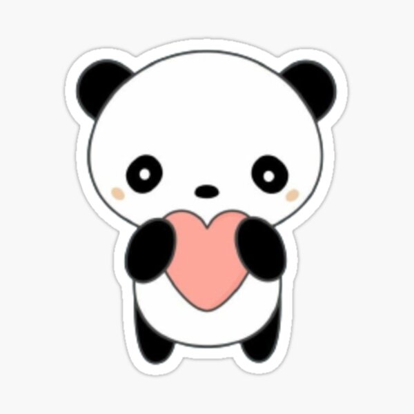 Stickers Sur Le Theme Panda Mignon Et Kawaii Avec Un Coeur Redbubble