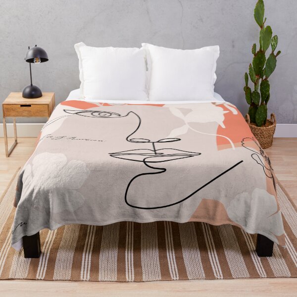 Item preview, Terracotta background. One line continuous woman face, flowers, leaves and various shapes. designed and sold by CoCoArt-Ua.
