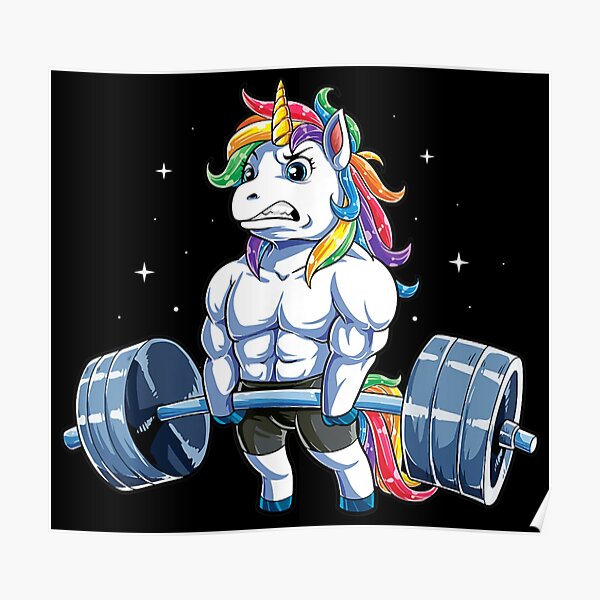 Poster Einhorn Gewichtheben Redbubble